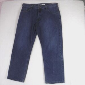Carhartt Jeans Mens 38x28 Blue Relaxed Fit Straight Leg Denim Workwear